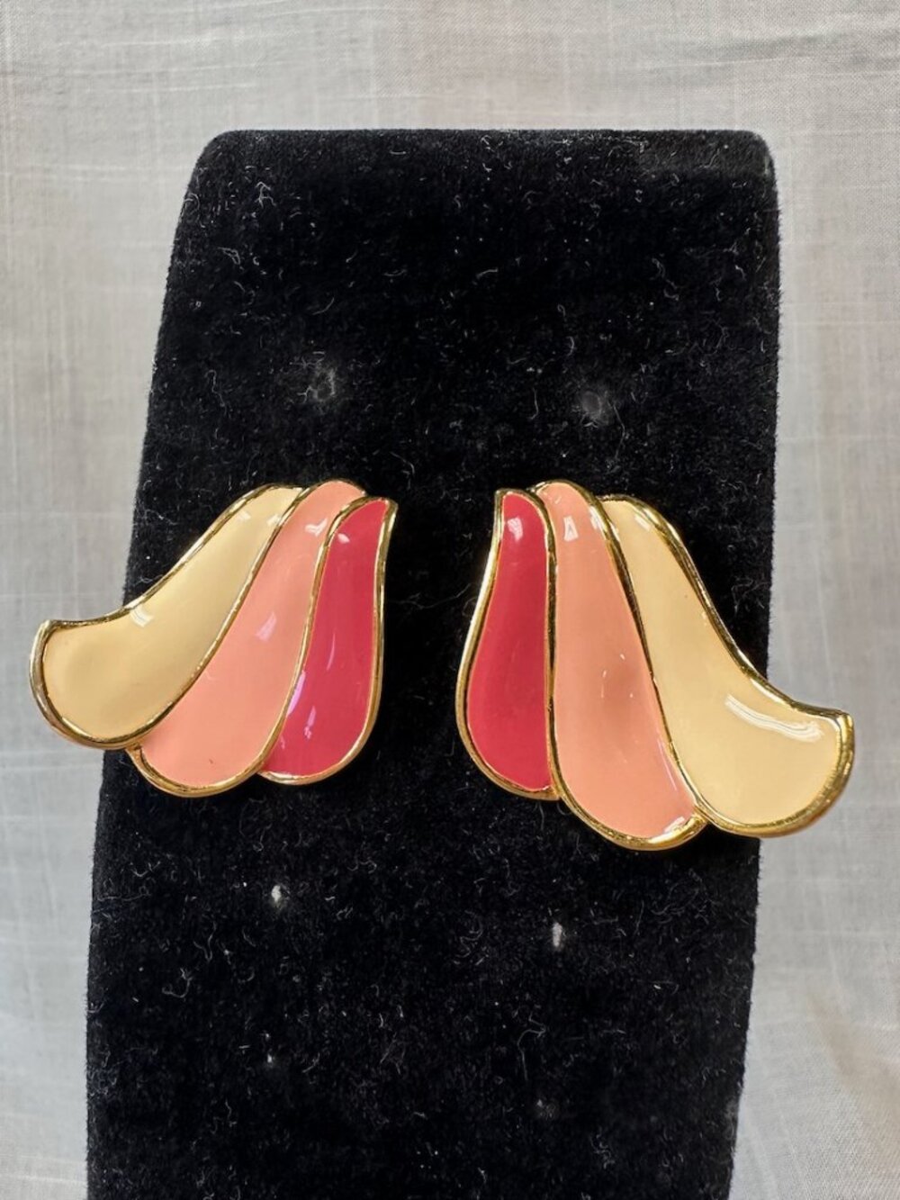 Vintage Napier Triple Swag Enameled Earrings